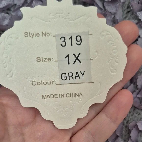 Simply Couture Gray Sweater with SILVER Floral Design - Picture 3 of 10